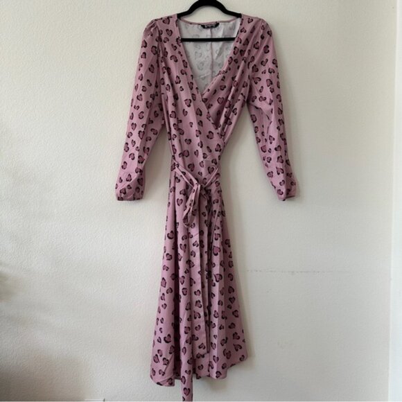 BloomChic Pink Leopard Print Wrap Dress - Picture 1 of 1